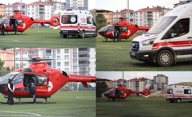 Malatya'da kalbi duran genç için ambulans helikopter havalandı