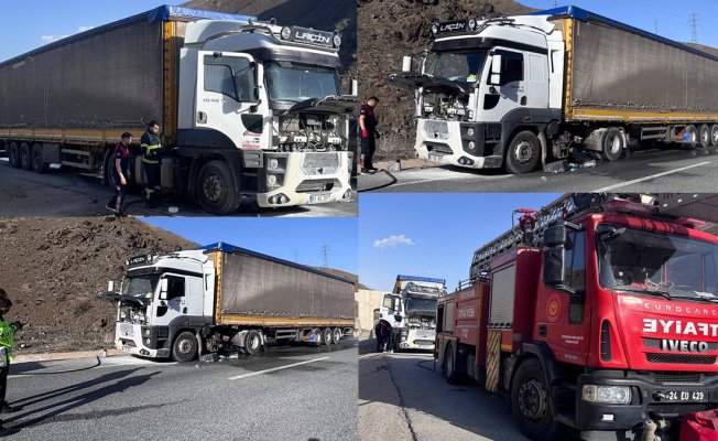 Erzincan'da seyir halindeki tır alev aldı, yangın büyümeden söndürüldü