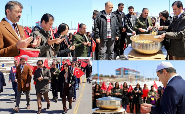 Ardahan Üniversitesi'nde şehitlere vefa yürüyüşü: Türk bayraklarıyla anlamlı buluşma
