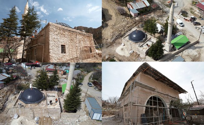 Depremde hasar gören Darende'nin tarihi camileri aslına uygun yeniden ayağa kaldırılıyor