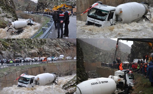 Bitlis'te dereye düşen beton mikseri sürücüsünden acı haber: 6 saat sonra bulundu