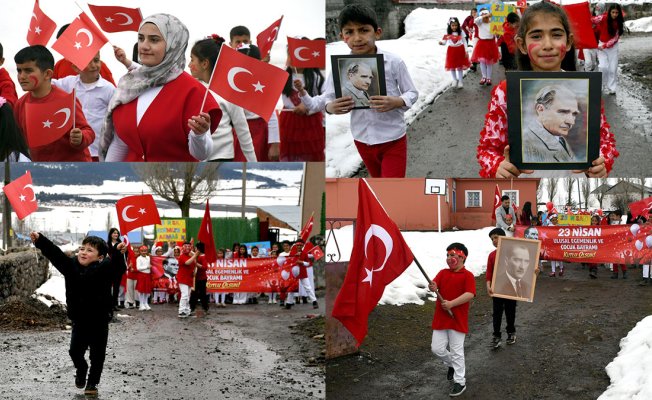 Sarıkamış Hamamlı İlkokulu öğrencilerinden anlamlı ve duygusal 23 Nisan yürüyüşü
