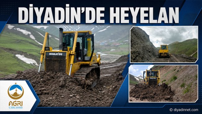 Diyadin'de Heyelan Nedeniyle Kapanan Yanıkçukur Köy Yolu Ekiplerce Ulaşıma Açıldı