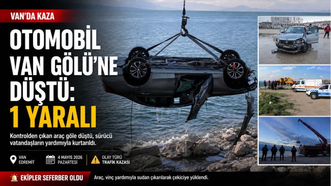 Van Gölü'ne düşen otomobildeki yaralı sürücü vatandaşların yardımıyla çıkarıldı