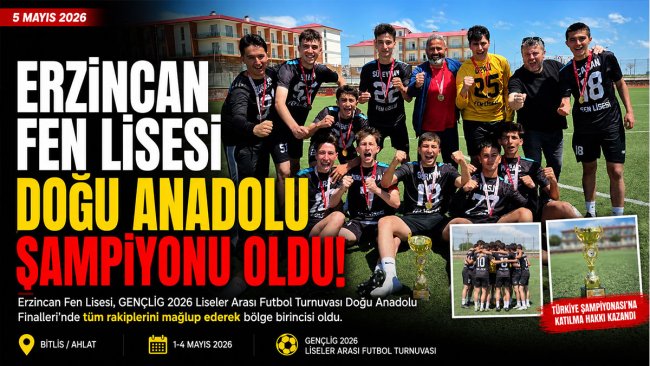 Erzincan Fen Lisesi futbolda Doğu Anadolu şampiyonu oldu, Türkiye finallerine yükseldi