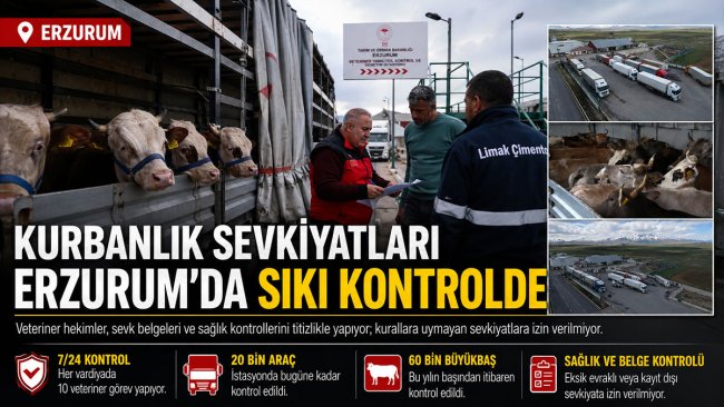 Erzurum'da kurbanlık sevkiyatında 7/24 denetim: Eksik evraka geçit yok