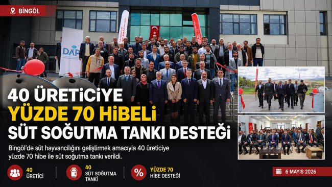 Bingöl'de 40 üreticiye yüzde 70 hibeli süt soğutma tankı verildi