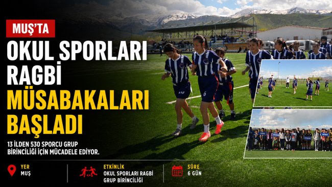 Muş'ta 13 ilden 530 sporcu Türkiye şampiyonası için ragbi sahasına çıktı