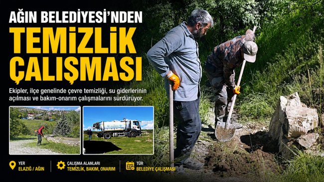 Ağın'da belediye ekipleri ilkbahar temizliği yapıyor