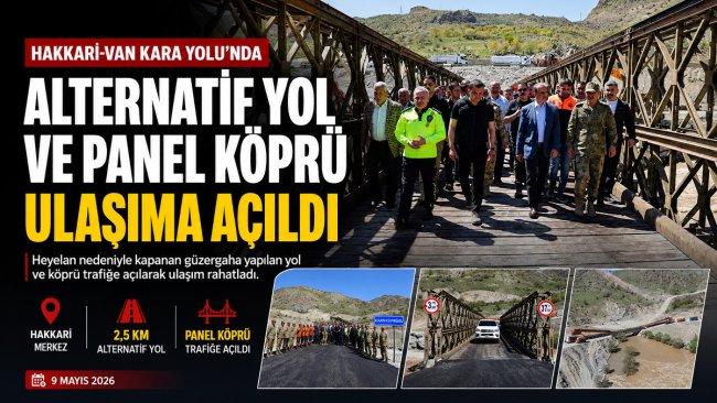 Heyelanla kapanan Hakkari-Van yolu Mehmetçik'in kurduğu panel köprüyle ulaşıma açıldı