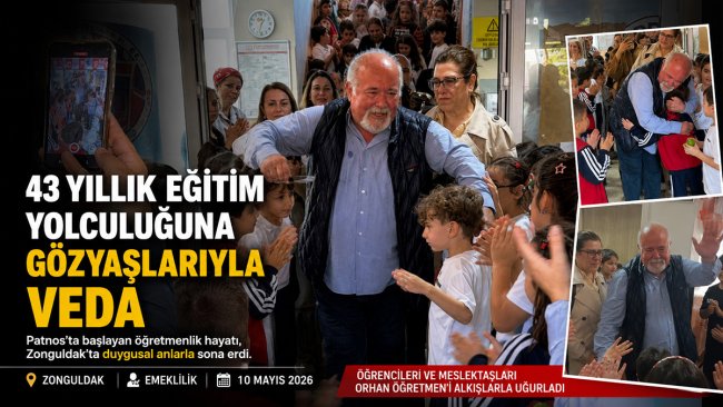 Patnos'ta başladığı öğretmenliğe 43 yıl sonra Zonguldak'ta gözyaşlarıyla veda etti