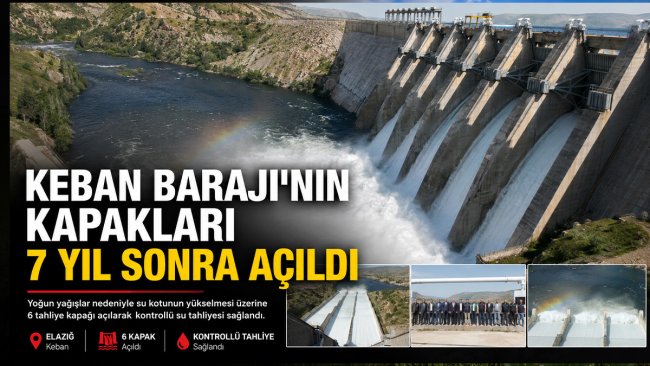 Keban Barajı'nın tahliye kapakları 7 yıl sonra açıldı