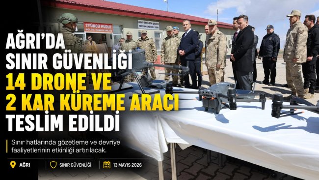 Ağrı'da hudut birliklerine 14 drone ve 2 kar küreme aracı teslim edildi