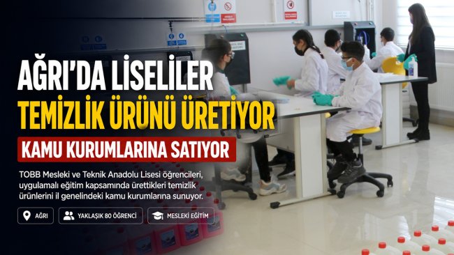 Ağrı'da TOBB Mesleki ve Teknik Anadolu Lisesi öğrencileri öğrencileri temizlik ürünleri üretip kamu kurumlarına satıyor