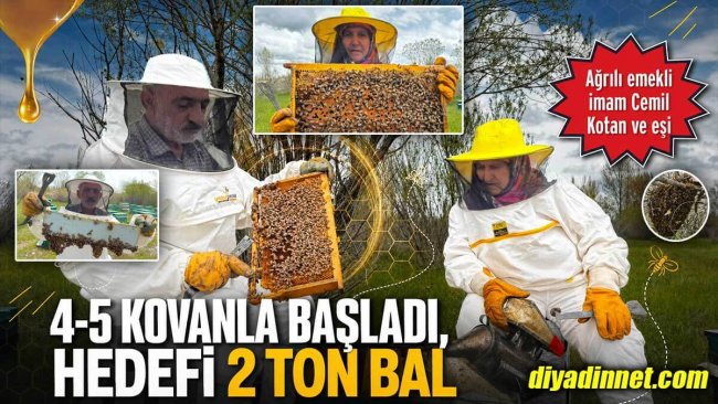 Ağrı'da Emekli İmam Cemil Kotan, Eşiyle Arıcılığa Başladı, Kovan Sayısı Yüzü Aştı