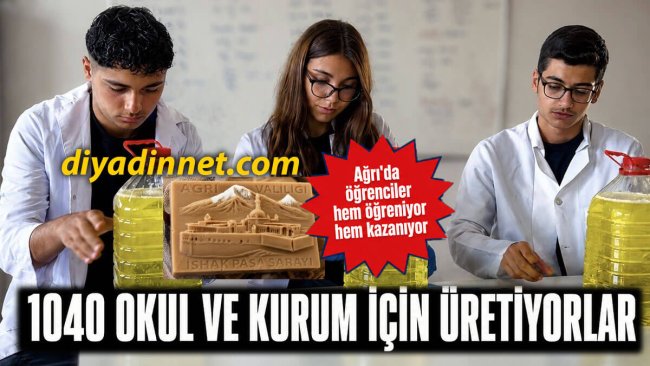 Ağrı'da 1040 okul ve kurum için temizlik ve hijyen ürünleri üreten öğrenciler hem meslek öğreniyor hem gelir elde ediyor