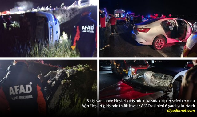 Eleşkirt Girişinde Kaza: 6 Yaralı Hastaneye Kaldırıldı
