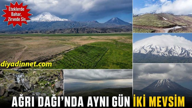 Ağrı Dağı'nda Bulutlar, Sis ve Yeşil Vadiler Aynı Karede Buluştu