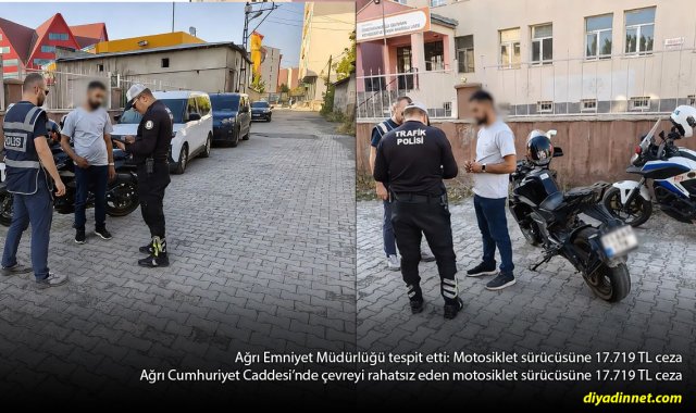 Çevreyi rahatsız eden motosiklet Ağrı Emniyetinden kaçamadı: 17.719 TL ceza
