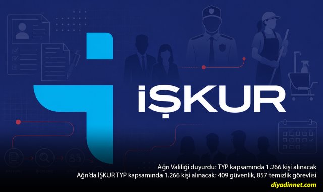 Ağrı'da İŞKUR TYP kapsamında 1.266 kişi alınacak: 409 güvenlik, 857 temizlik görevlisi