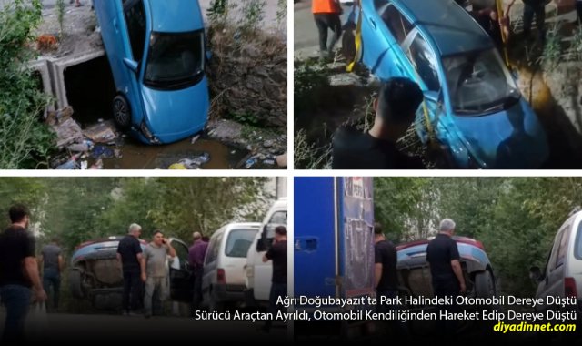 El Frenini Çekmeyi Unuttu, Doğubayazıt'ta Park Halindeki Otomobil Dereye Düştü!