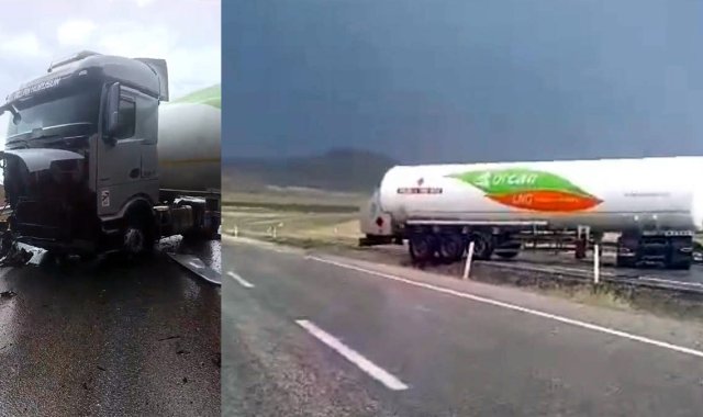 Ağrı'da Korkutan Kaza: LPG Yüklü TIR Makasladı, Sürücü Yaralandı
