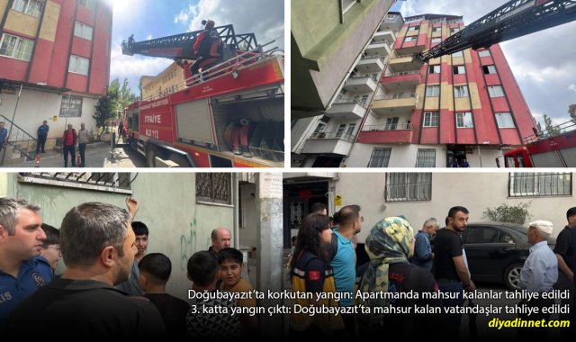 Doğubayazıt'ta 3. Katta Korkutan Yangın: Apartmanda Mahsur Kalanlar Tahliye Edildi