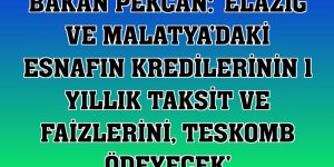 Bakan Pekcan: 'Elazığ ve Malatya'daki esnafın kredilerinin 1 yıllık taksit ve faizlerini, TESKOMB ödeyecek'