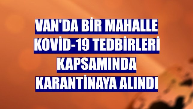 Van'da bir mahalle Kovid-19 tedbirleri kapsamında karantinaya alındı
