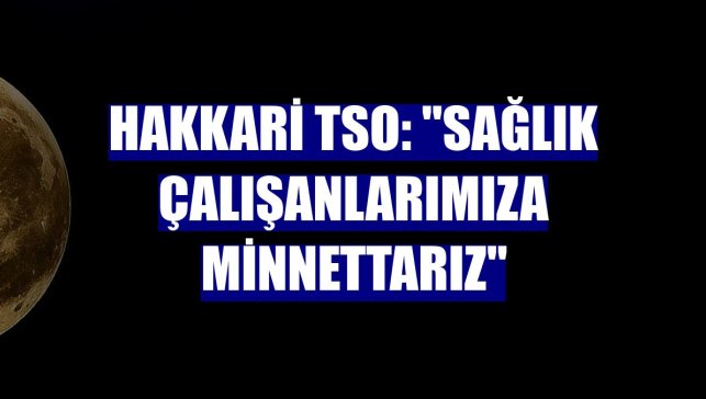 Hakkari TSO: "Sağlık çalışanlarımıza minnettarız"