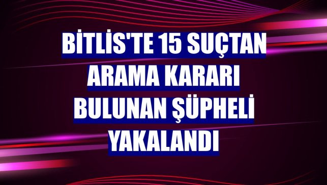 Bitlis'te 15 suçtan arama kararı bulunan şüpheli yakalandı