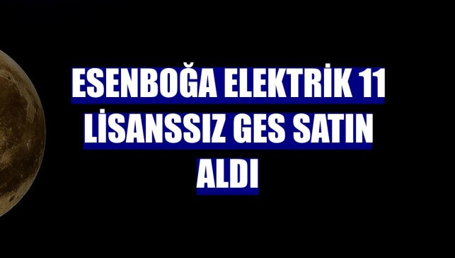 Esenboğa Elektrik 11 lisanssız GES satın aldı