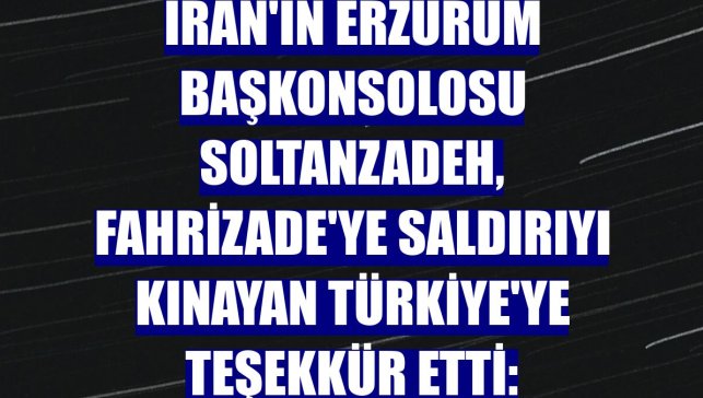 İran'ın Erzurum Başkonsolosu Soltanzadeh, Fahrizade'ye saldırıyı kınayan Türkiye'ye teşekkür etti: