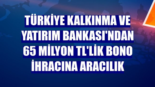 Türkiye Kalkınma ve Yatırım Bankası'ndan 65 milyon TL'lik bono ihracına aracılık