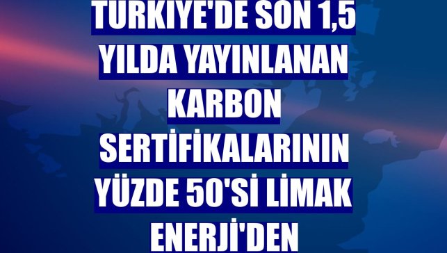 Türkiye'de son 1,5 yılda yayınlanan karbon sertifikalarının yüzde 50'si Limak Enerji'den