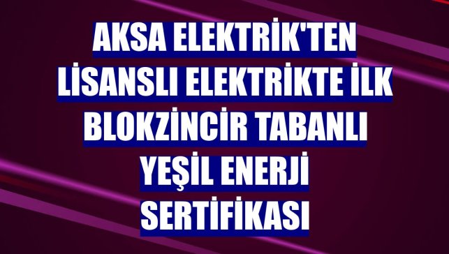 Aksa Elektrik'ten lisanslı elektrikte ilk blokzincir tabanlı yeşil enerji sertifikası