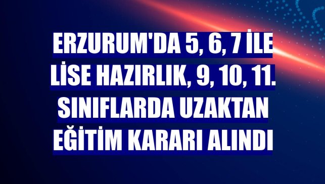 Erzurum'da 5, 6, 7 ile lise hazırlık, 9, 10, 11. sınıflarda uzaktan eğitim kararı alındı