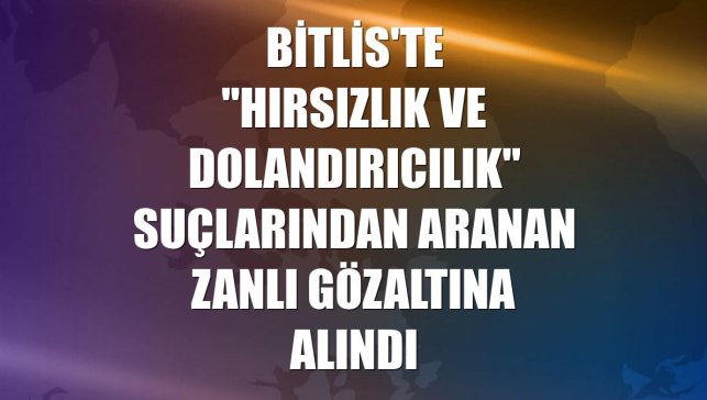 Bitlis'te "hırsızlık ve dolandırıcılık" suçlarından aranan zanlı gözaltına alındı