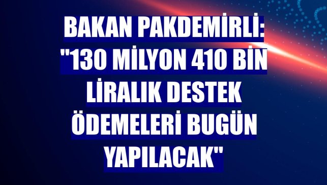 Bakan Pakdemirli: "130 milyon 410 bin liralık destek ödemeleri bugün yapılacak"
