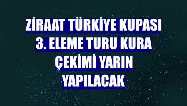Ziraat Türkiye Kupası 3. eleme turu kura çekimi yarın yapılacak