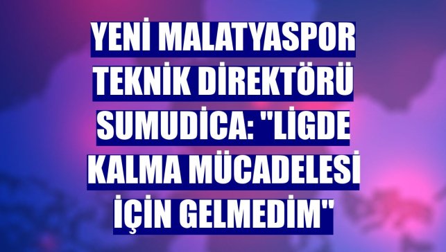Yeni Malatyaspor Teknik Direktörü Sumudica: "Ligde kalma mücadelesi için gelmedim"