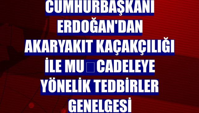 Cumhurbaşkanı Erdoğan'dan Akaryakıt Kaçakçılığı ile Mücadeleye Yönelik Tedbirler genelgesi