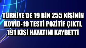 Türkiye'de 19 bin 255 kişinin Kovid-19 testi pozitif çıktı, 191 kişi hayatını kaybetti