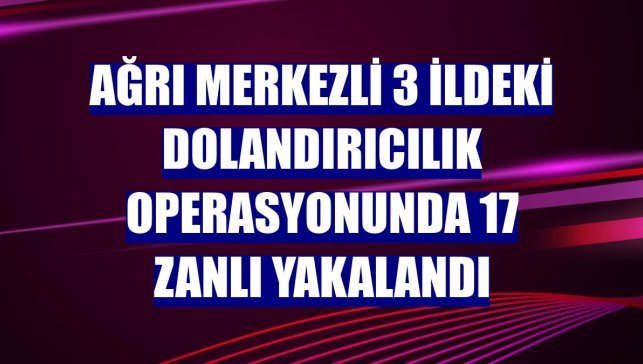 Ağrı merkezli 3 ildeki dolandırıcılık operasyonunda 17 zanlı yakalandı