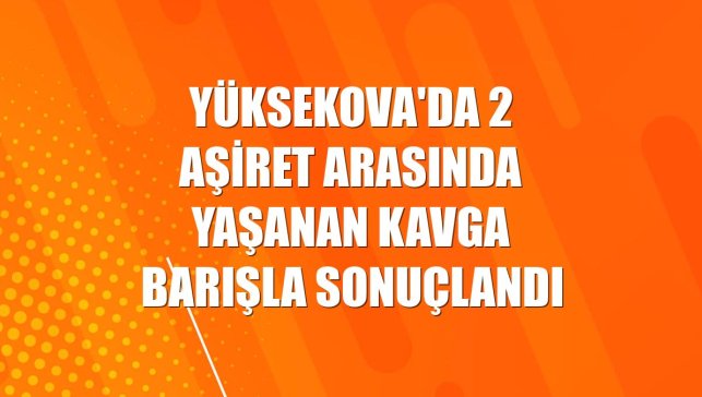 Yüksekova'da 2 aşiret arasında yaşanan kavga barışla sonuçlandı