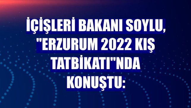 İçişleri Bakanı Soylu, "Erzurum 2022 Kış Tatbikatı"nda konuştu: