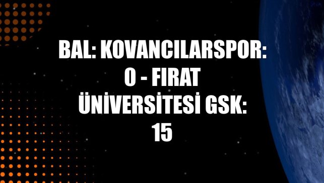 BAL: Kovancılarspor: 0 - Fırat Üniversitesi GSK: 15