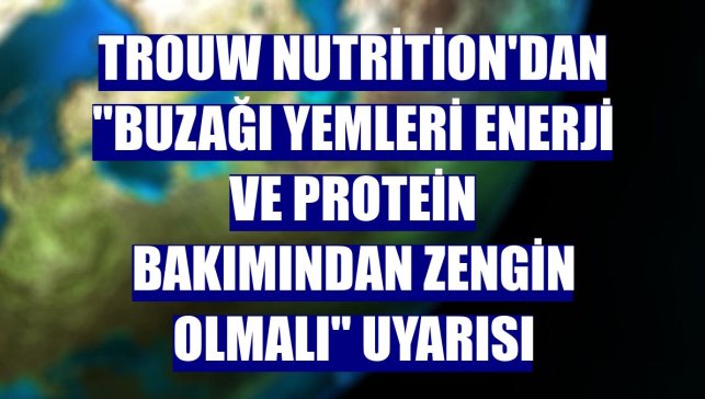 Trouw Nutrition'dan "buzağı yemleri enerji ve protein bakımından zengin olmalı" uyarısı