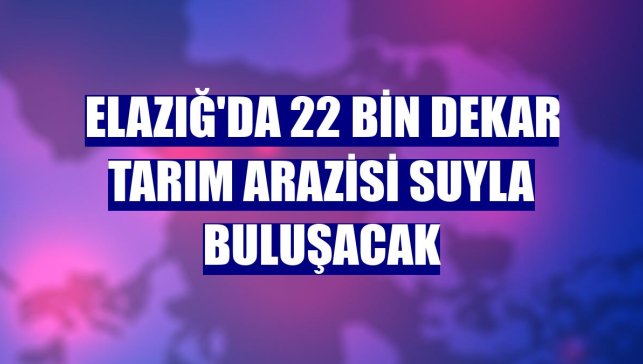 Elazığ'da 22 bin dekar tarım arazisi suyla buluşacak