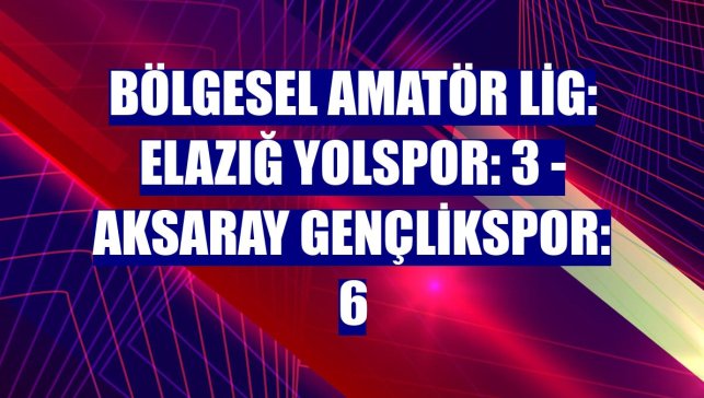 Bölgesel Amatör Lig: Elazığ Yolspor: 3 - Aksaray Gençlikspor: 6